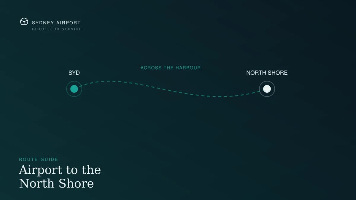Route diagram from Sydney Airport to North Sydney and Chatswood across the harbour