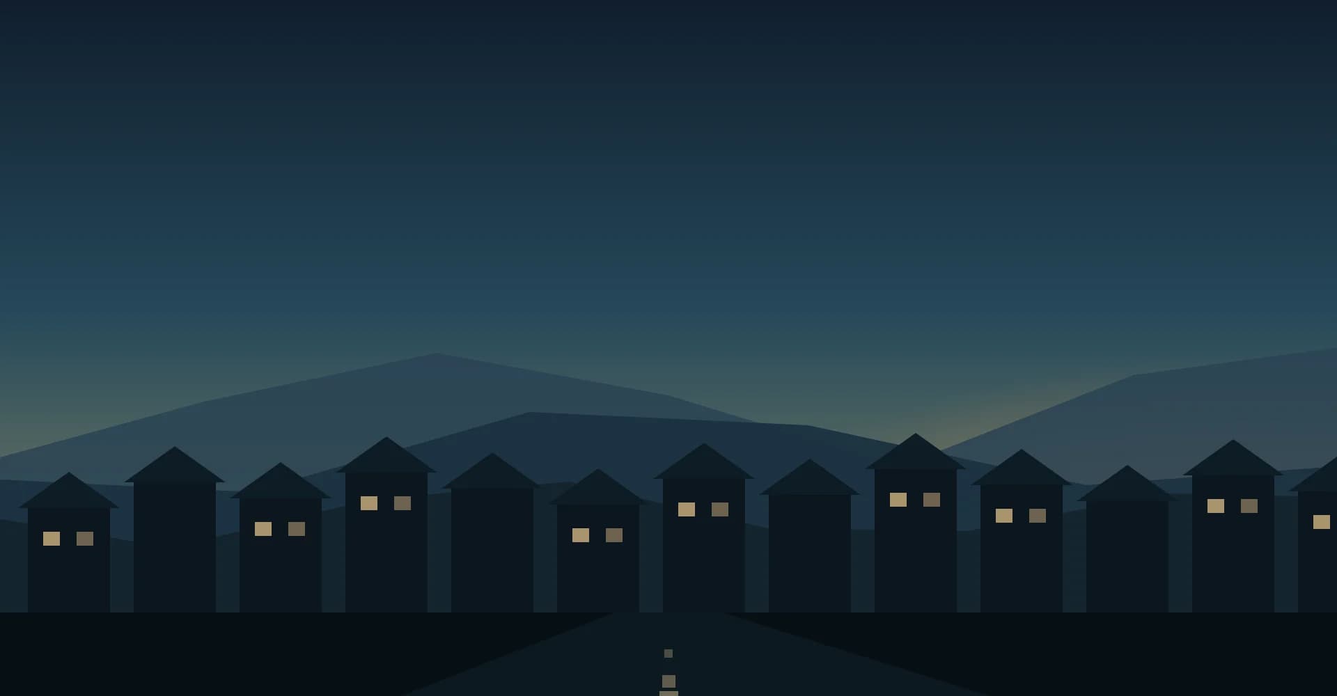 Illustration of rolling hills and suburban rooftops in the Hills District