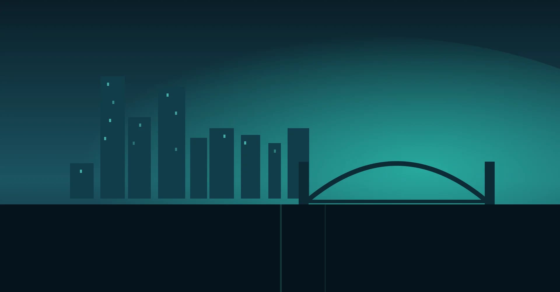 Illustration of the Sydney skyline with the Harbour Bridge at night