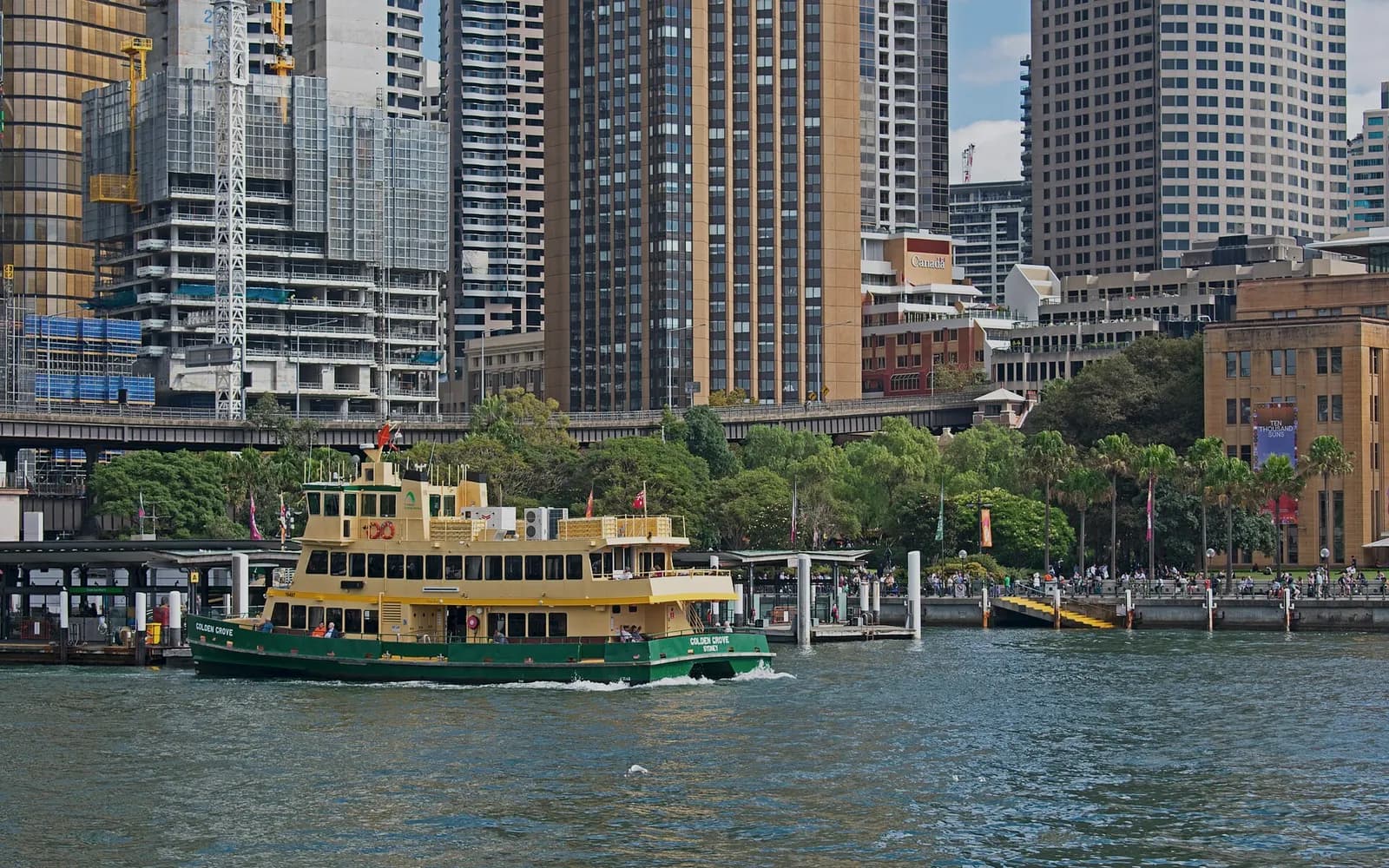 Circular Quay in the Sydney CBD, a ferry at the wharf below the office towers