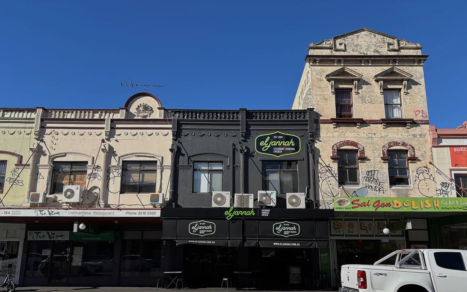 Shopfronts along King Street in Newtown, in Sydney's Inner West