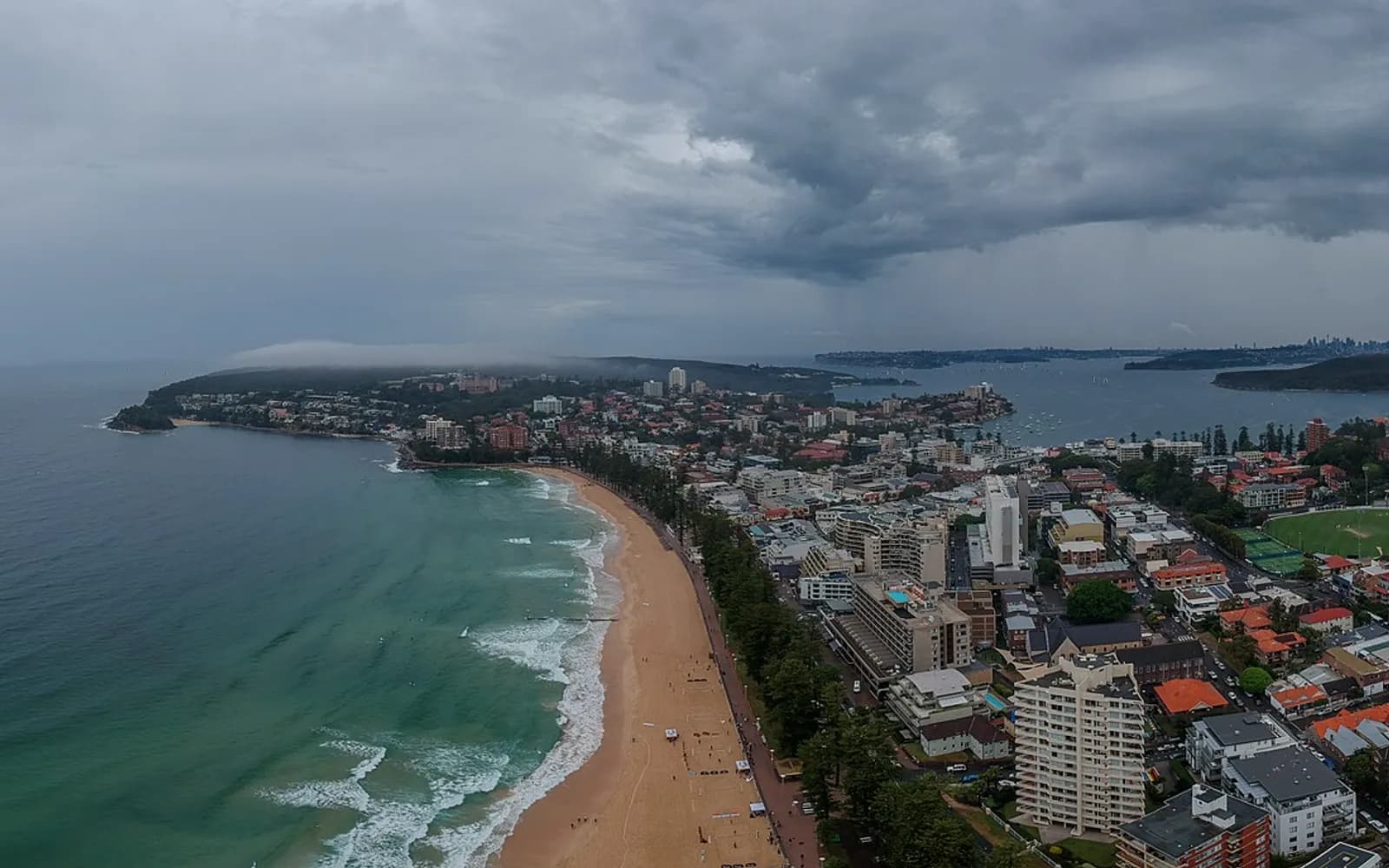 Manly Beach on Sydney's Northern Beaches, seen along the shoreline