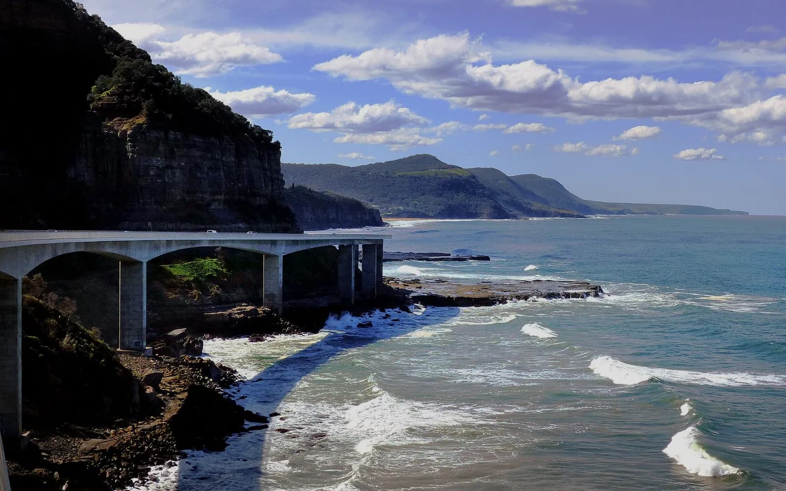 The Sea Cliff Bridge curving along the Illawarra coast south of Sydney